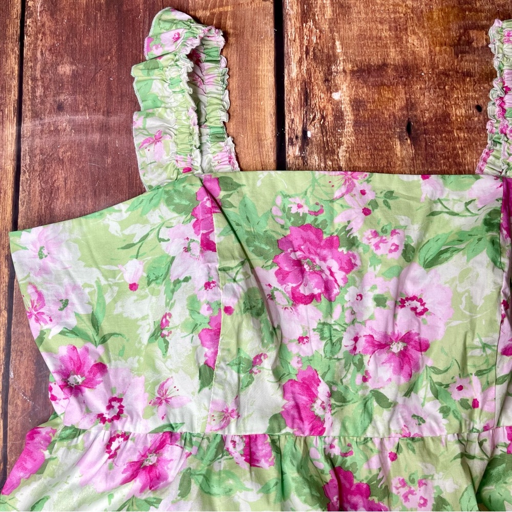 Torrid Mini Poppin tiered ruffle strap Dress. Floral green. 4x - Picture 3 of 4
